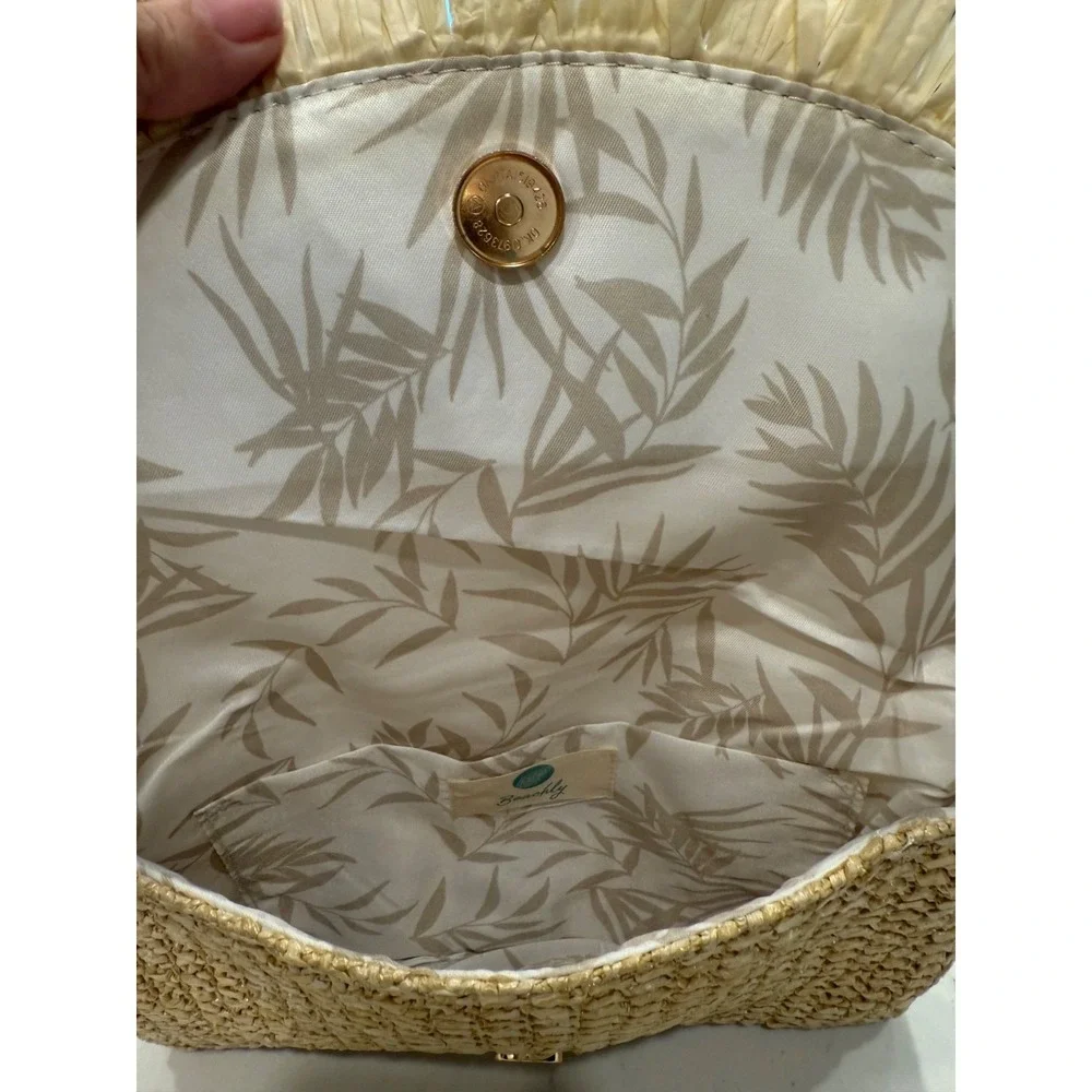 Beachly North Shore Woven Straw Envelope Clutch with Fringe 100% Recycled Bag